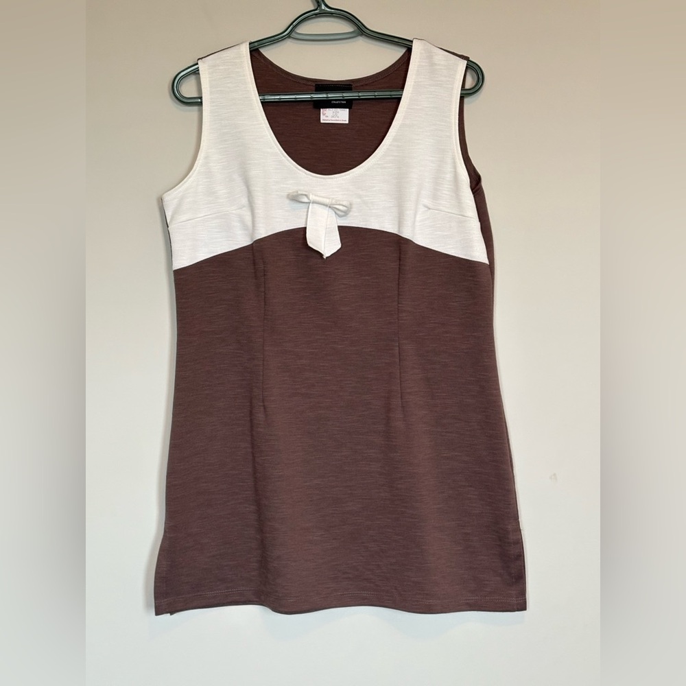 Marallis brown and cream sleeveless blouse in ladies size L